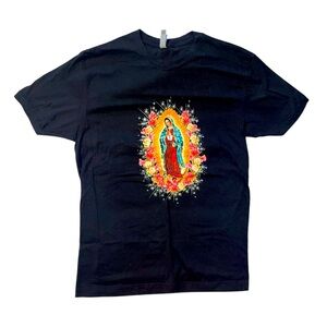 Next Level Our Lady Of Guadeloupe Black T-shirt Print On Front Size Small